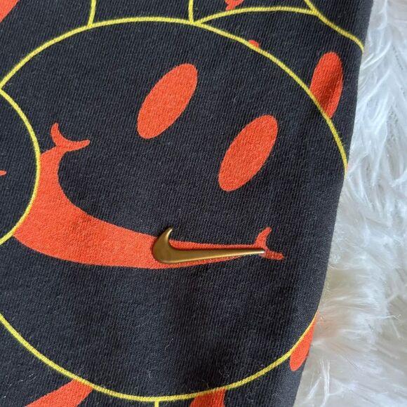 Nike Sportswear Essential Biker Shorts Smiley Face Black Orange Womens Small - Picture 3 of 5